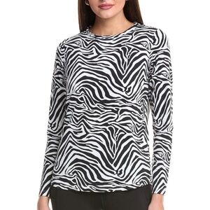 Westbound Black and White Zebra Print Long Sleeve Top